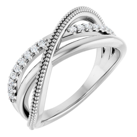 14K White Gold 1/5 CTW Natural Diamond Criss-Cross Ring