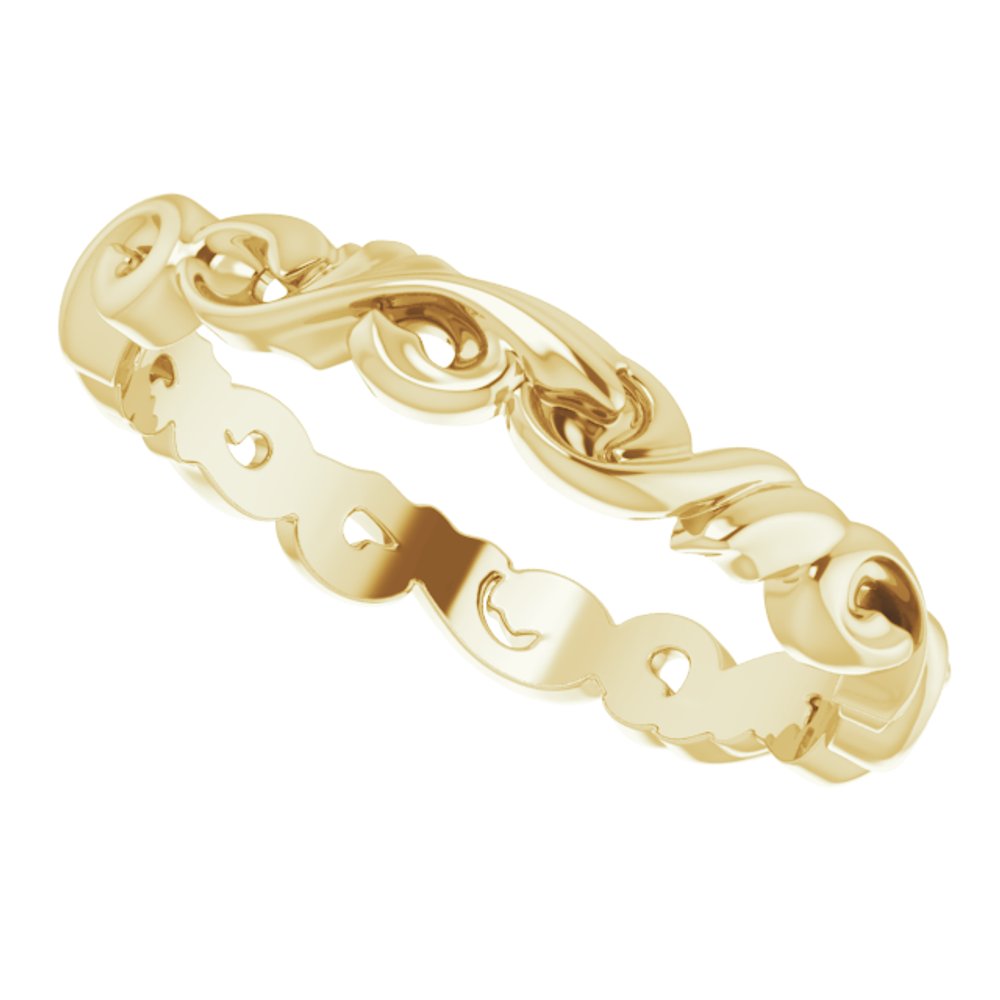 14K Yellow Gold 3 mm Sculptural Band Size 6.5