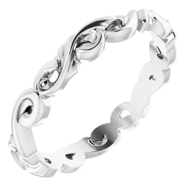 14K White Gold 3 mm Sculptural Band Size 7