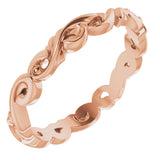 14K Rose 3 mm Sculptural Band Size 6