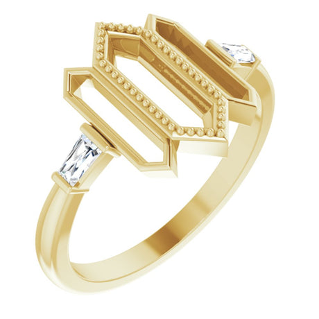 14K Yellow 1/8 CTW Natural Diamond Geometric Ring