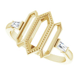 14K Yellow 1/8 CTW Natural Diamond Geometric Ring