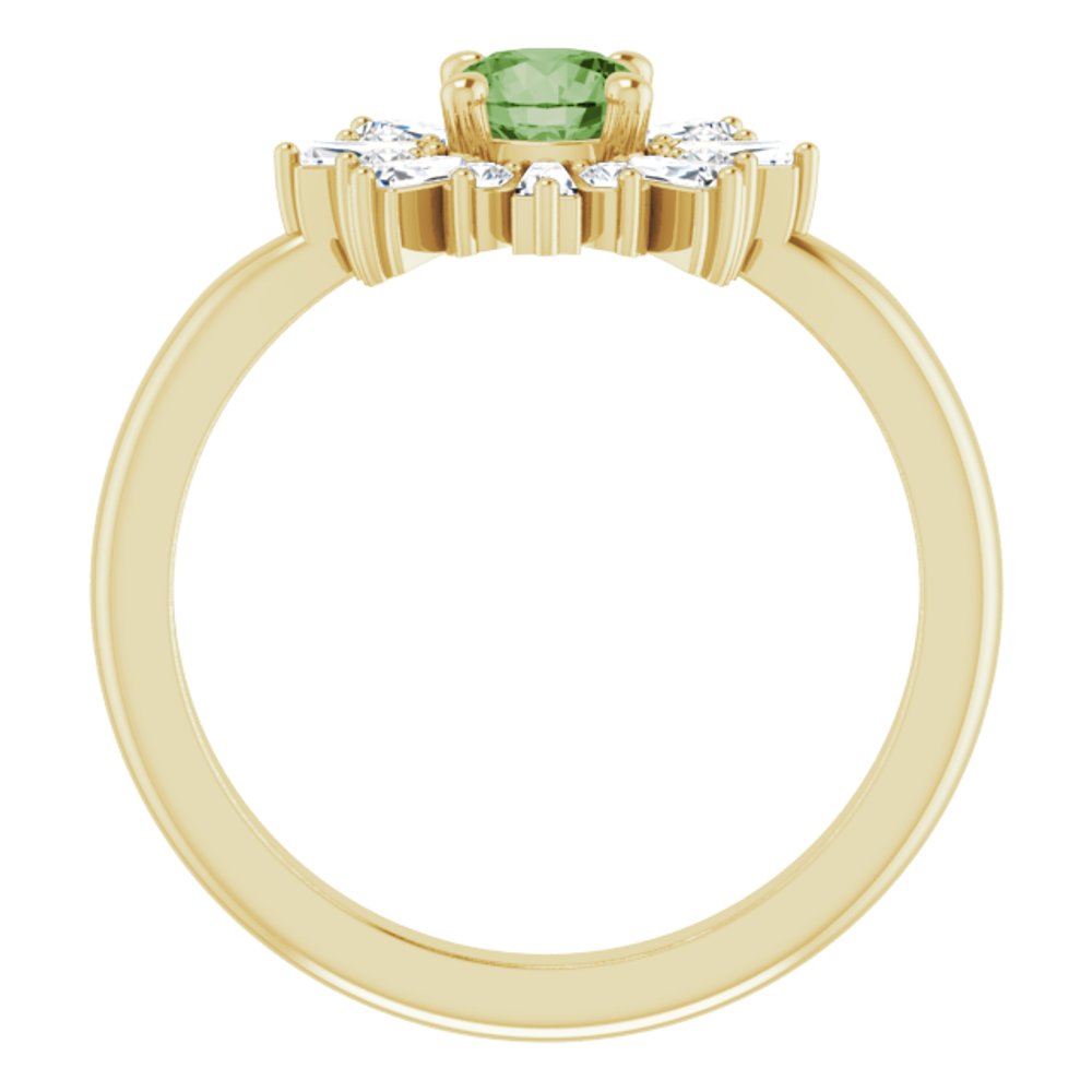 14K Yellow Natural Green Tourmaline & 3/8 CTW Natural Diamond Ring