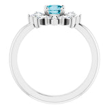 14K White Natural London Blue Topaz & 3/8 CTW Natural Diamond Ring