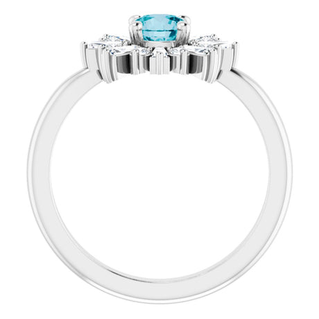 14K White Natural London Blue Topaz & 3/8 CTW Natural Diamond Ring