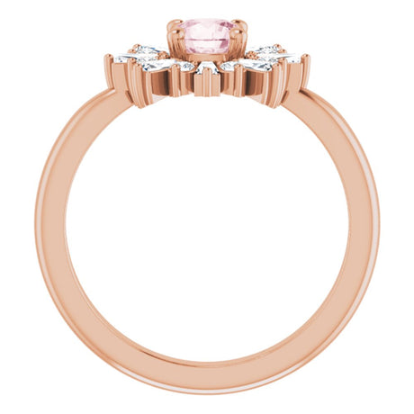 14K Rose Natural Pink Morganite & 3/8 CTW Natural Diamond Ring