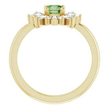 14K Yellow Natural Green Tourmaline & 3/8 CTW Natural Diamond Ring