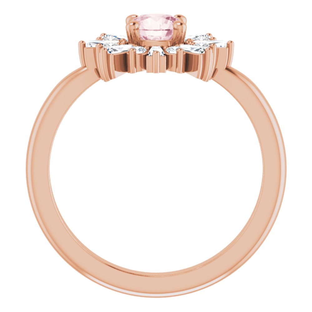 14K Rose Natural Pink Morganite & 3/8 CTW Natural Diamond Ring