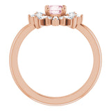 14K Rose Natural Pink Morganite & 3/8 CTW Natural Diamond Ring