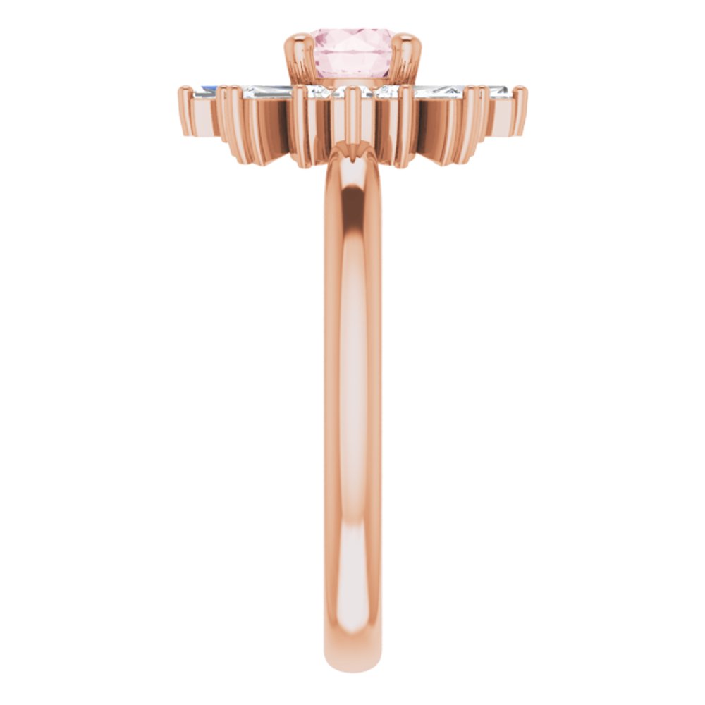 14K Rose Natural Pink Morganite & 3/8 CTW Natural Diamond Ring