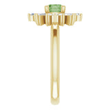 14K Yellow Natural Green Tourmaline & 3/8 CTW Natural Diamond Ring