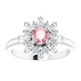 14K White Natural Pink Morganite & 3/8 CTW Natural Diamond Ring