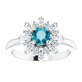 14K White Natural London Blue Topaz & 3/8 CTW Natural Diamond Ring