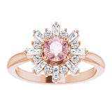 14K Rose Natural Pink Morganite & 3/8 CTW Natural Diamond Ring