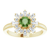 14K Yellow Natural Green Tourmaline & 3/8 CTW Natural Diamond Ring