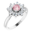 14K White Natural Pink Morganite & 3/8 CTW Natural Diamond Ring