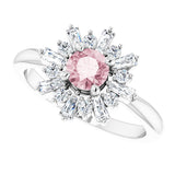 14K White Natural Pink Morganite & 3/8 CTW Natural Diamond Ring