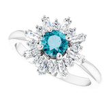 14K White Natural London Blue Topaz & 3/8 CTW Natural Diamond Ring