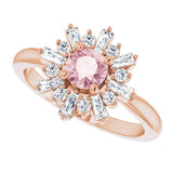 14K Rose Natural Pink Morganite & 3/8 CTW Natural Diamond Ring