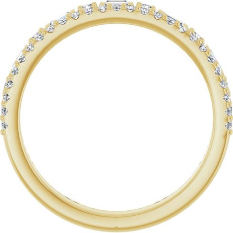 14K Yellow 3/8 CTW Natural Diamond Double Row Anniversary Band