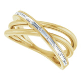 14K Yellow 1/3 CTW Natural Diamond Criss-Cross Ring