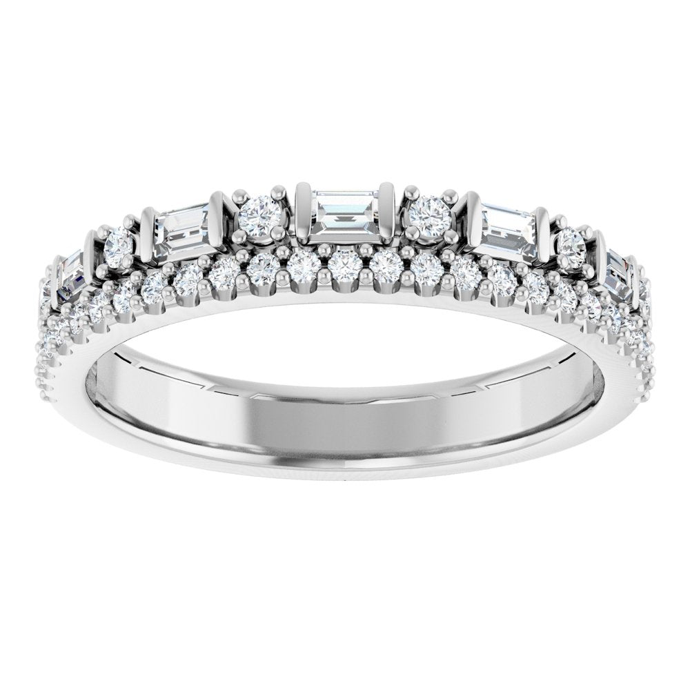 14K White 3/8 CTW Natural Diamond Double Row Anniversary Band