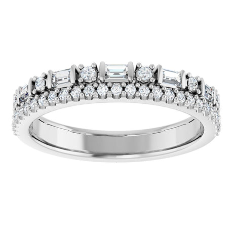 14K White Gold 3/8 CTW Natural Diamond Double Row Anniversary Band