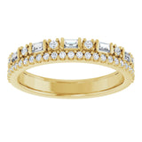 14K Yellow 3/8 CTW Natural Diamond Double Row Anniversary Band