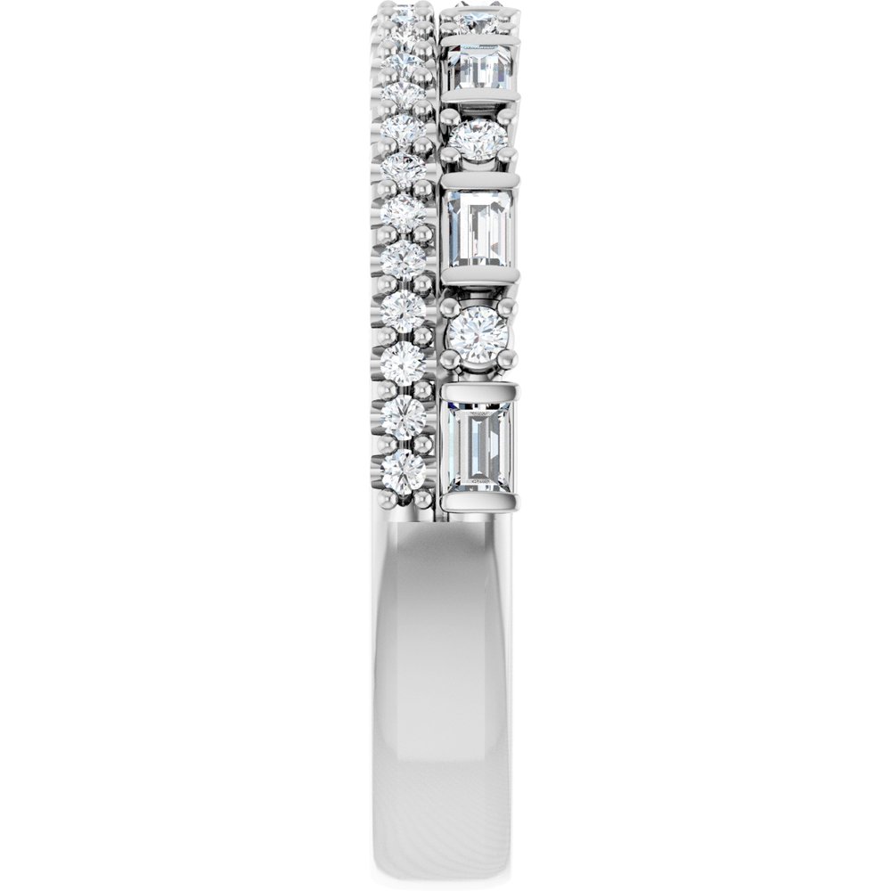 14K White Gold 3/8 CTW Natural Diamond Double Row Anniversary Band