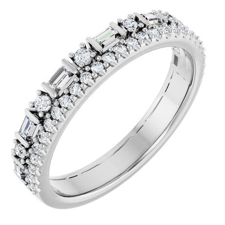 14K White Gold 3/8 CTW Natural Diamond Double Row Anniversary Band