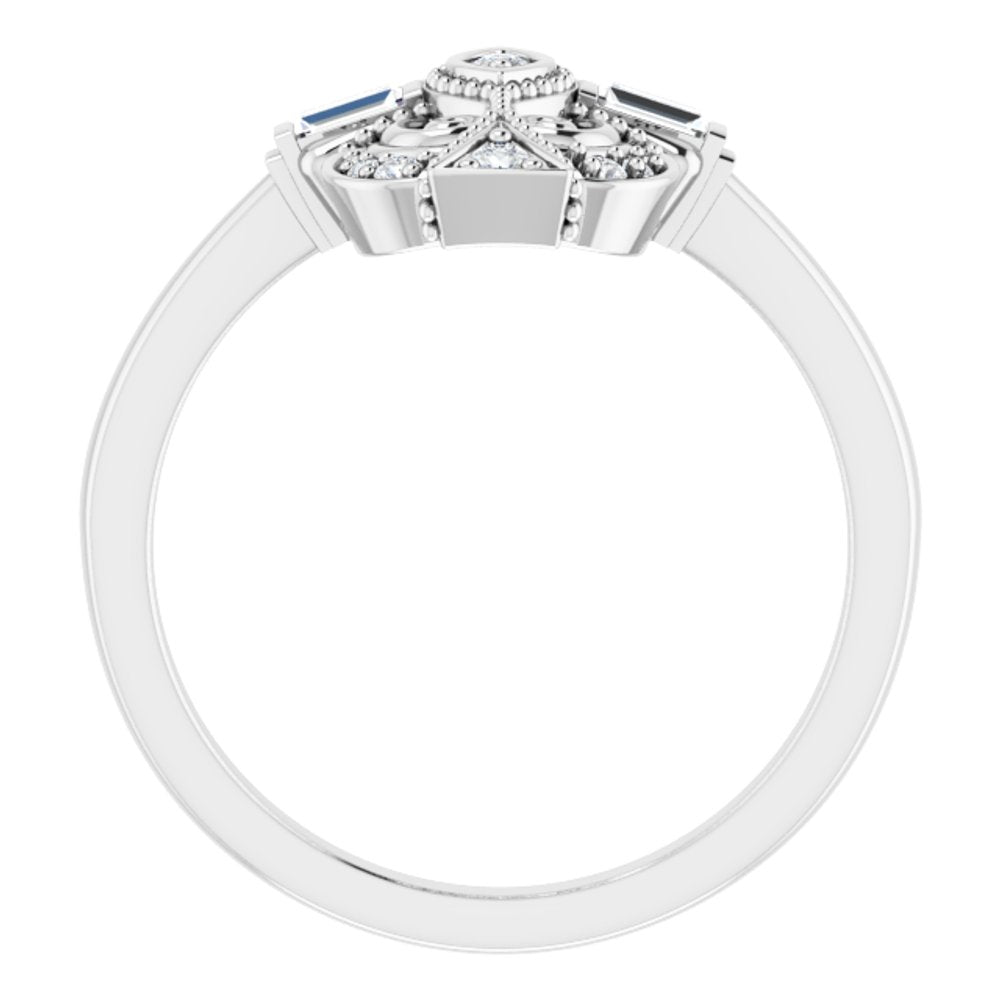 14K White 1/5 CTW Natural Diamond Vintage-Inspired Ring