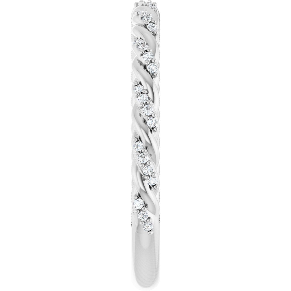 14K White Gold 1/10 CTW Natural Diamond Rope Anniversary Band