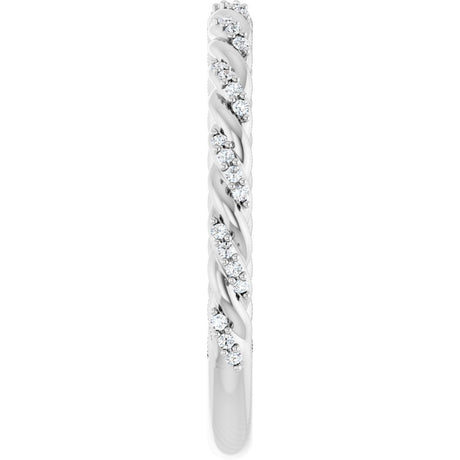 14K White Gold 1/10 CTW Natural Diamond Rope Anniversary Band
