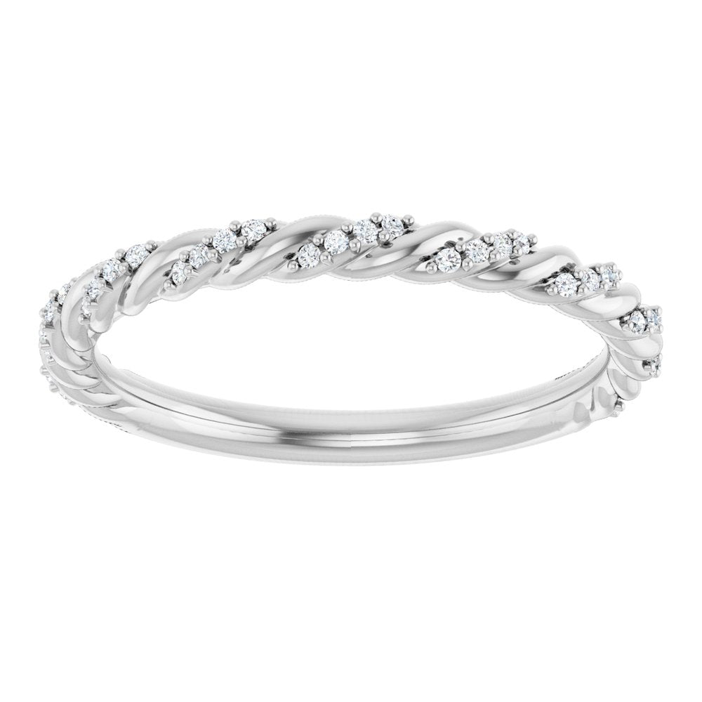 14K White 1/10 CTW Natural Diamond Rope Anniversary Band