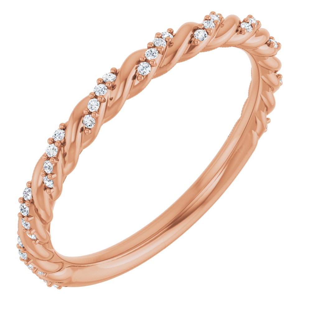 14K Rose Gold 1/10 CTW Natural Diamond Rope Anniversary Band