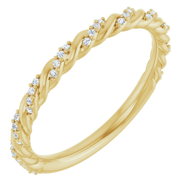 14K Yellow Gold 1/10 CTW Lab-Grown Diamond Rope Anniversary Band