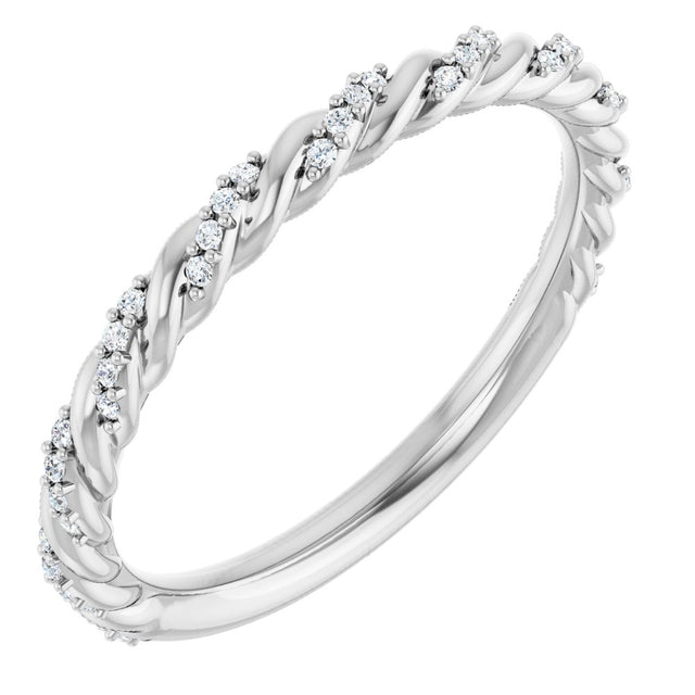 Platinum 1/10 CTW Lab-Grown Diamond Rope Anniversary Band