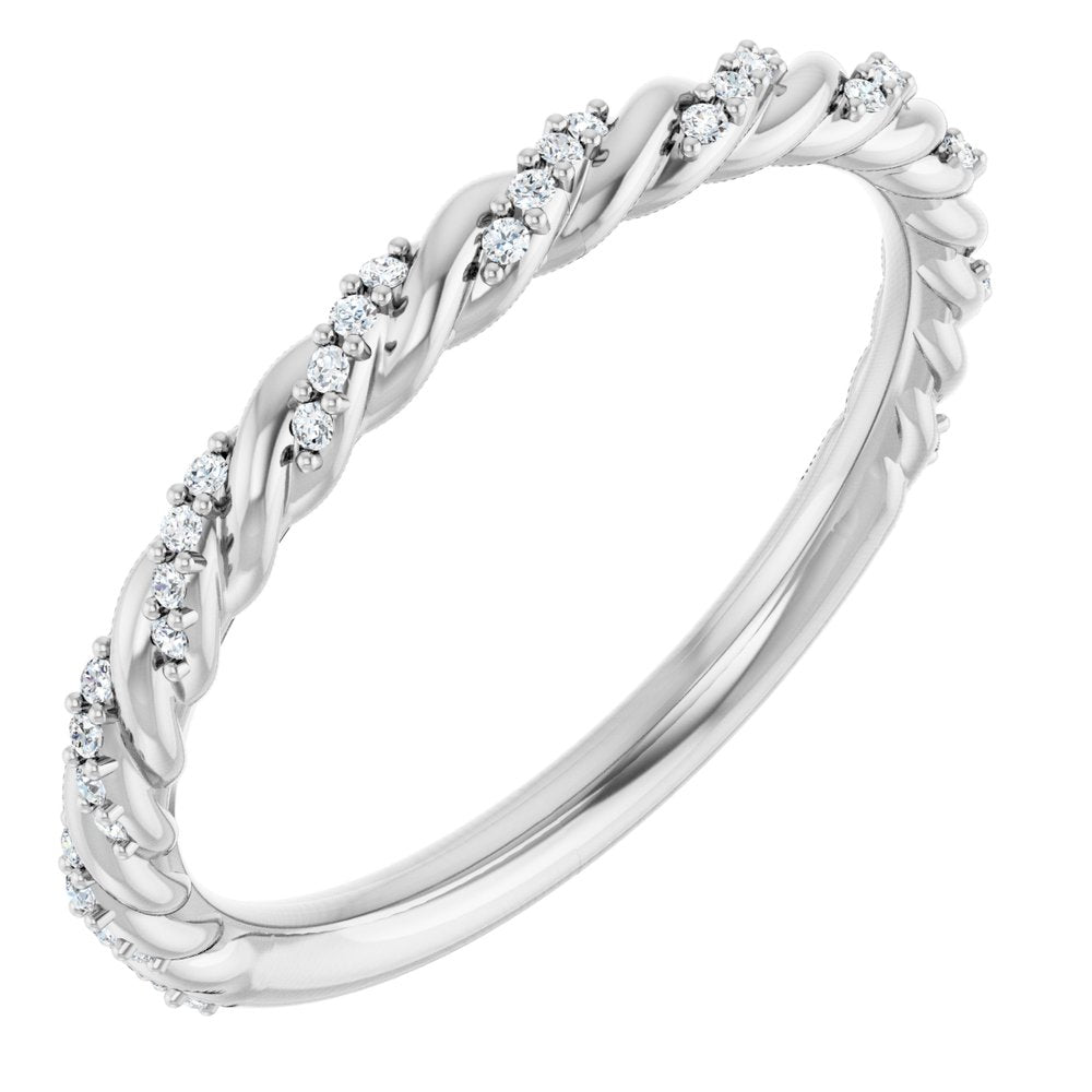 14K White Gold 1/10 CTW Lab-Grown Diamond Rope Anniversary Band