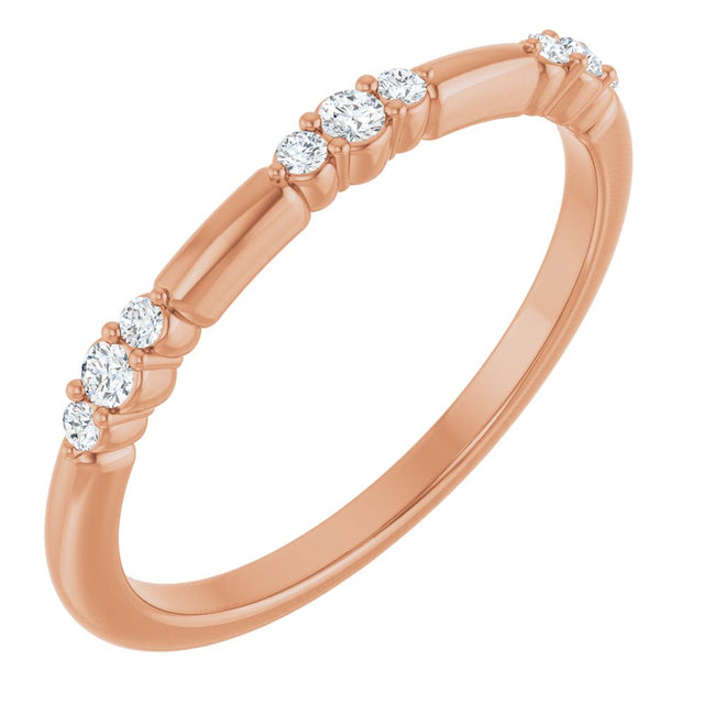 14K Rose Gold 1/8 CTW  Natural Diamond Stackable Ring