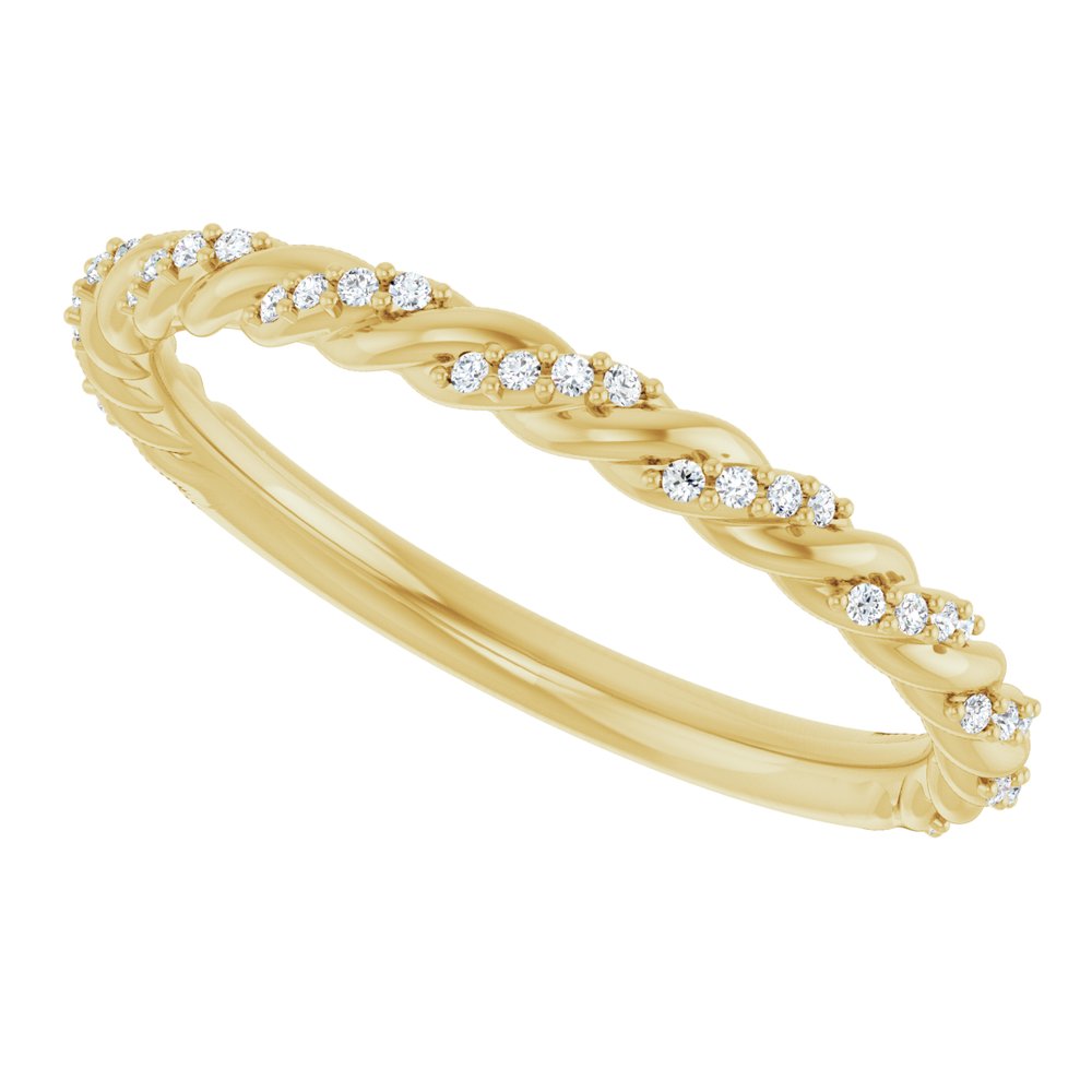14K Yellow Gold 1/10 CTW Lab-Grown Diamond Rope Anniversary Band