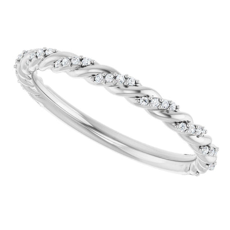 14K White Gold 1/10 CTW Natural Diamond Rope Anniversary Band