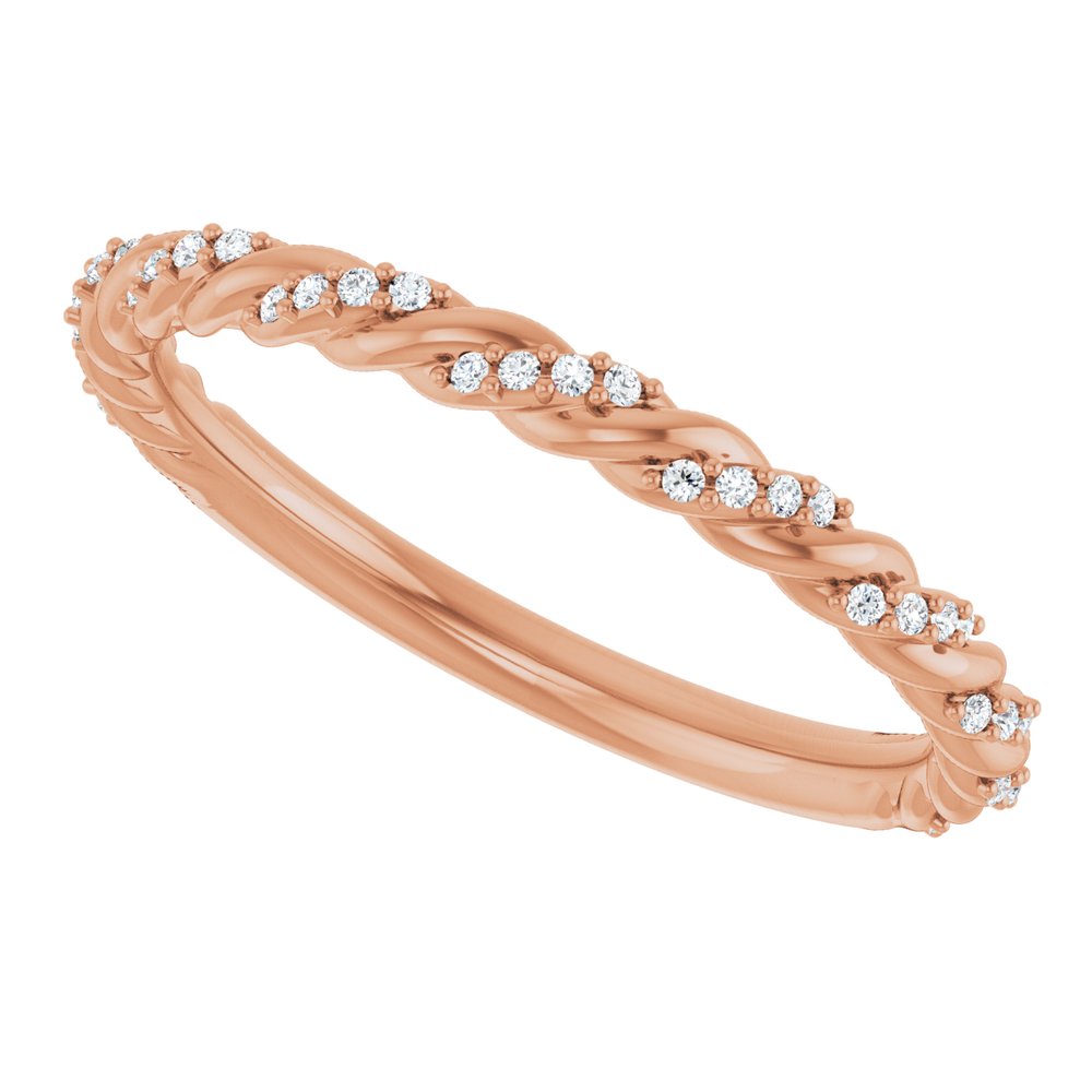 14K Rose Gold 1/10 CTW Lab-Grown Diamond Rope Anniversary Band