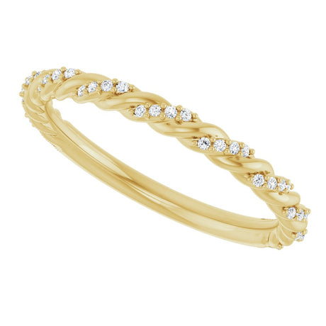 14K Yellow Gold 1/10 CTW Lab-Grown Diamond Rope Anniversary Band