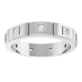 14K White 3/8 CTW Mens Natural Diamond Band Size 10