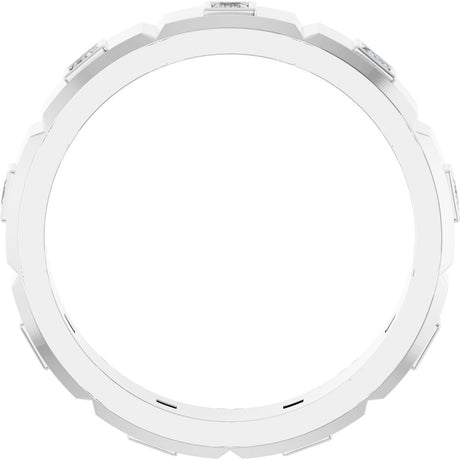 14K White 3/8 CTW Mens Natural Diamond Band Size 10