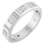 14K White 3/8 CTW Mens Natural Diamond Band Size 10