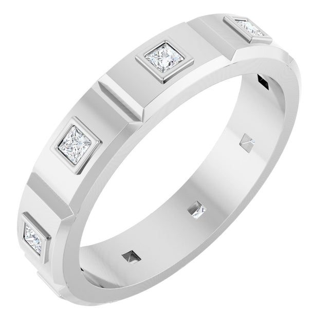 14K White 3/8 CTW Mens Natural Diamond Band Size 10