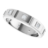 14K White 3/8 CTW Mens Natural Diamond Band Size 10