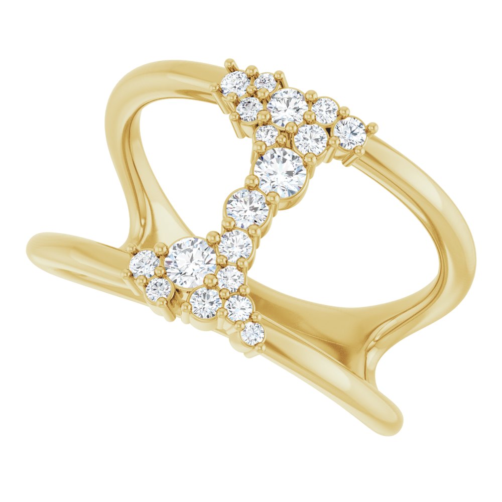14K Yellow Gold 1/3 CTW Natural Diamond Negative Space Ring