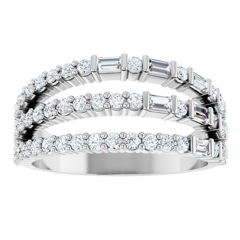 14K White Gold 7/8 CTW Natural Diamond Stacked Ring